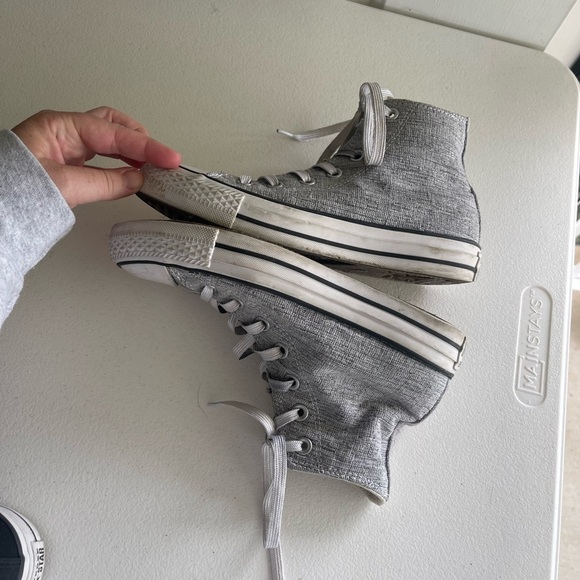 Converse high top silver gray tweed knit sneakers - Picture 4 of 12